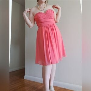Bill Levkoff pink sweetheart strapless midi bridesmaid / prom dress. Size 14